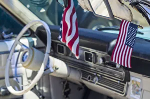 USA, Massachusetts, Cape Ann, Gloucester, classic cars, 1960s car interior with