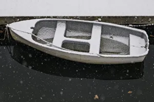 Prints of USA, Massachusetts, Cape Ann, Gloucester, Annisquam, small boat, winter Images Dated 2016 December: USA, Massachusetts, Cape Ann, Gloucester, Annisquam, small boat, winter