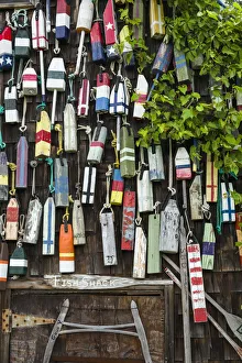 Images Dated 12th June 2016: USA, Massachusetts, Cape Ann, Lanesville, small house covered in lobster traps