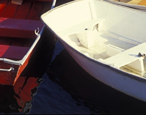 Row Boat Prints: USA, Massachusetts, Cohasset. Moored Dingies
