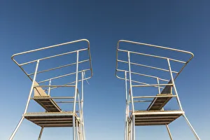 Place Prints: USA, Massachusetts, Duxbury. Duxbury Beach, lifeguard towers