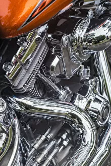 USA, Massachusetts, Essex. Motorcycle engine detail