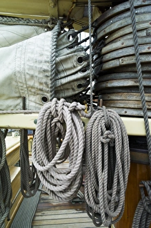 Images Dated 1st September 2013: USA, Massachusetts, Gloucester, Schooner Festival, schooner rigging