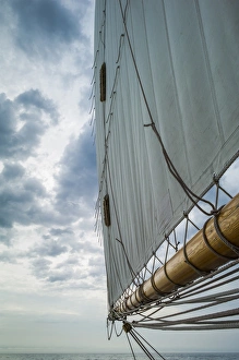 USA, Massachusetts, Gloucester, Schooner Festival, sails and masts