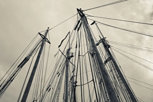 USA, Massachusetts, Gloucester, Schooner Festival, sails and masts