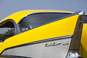 USA, Massachusetts, Gloucester. Detail of 1957 Chevrolet Bel Air car
