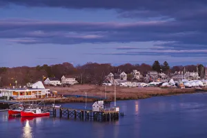 Prints of USA, Massachusetts, Newburyport, view of the Merrimack River at dusk Images Dated 2016 December: USA, Massachusetts, Newburyport, view of the Merrimack River at dusk