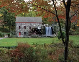Sudbury Prints: USA, Massachusetts, Sudbury. View of Grist Mill built by Henry Ford