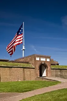 Maryland Prints: USA, MD, Baltimore. The large 15-star flag flies proudly over Fort McHenry