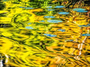 Reed Prints: USA, Michigan. Autumn reflections on Council Lake in Hiawatha National Forest
