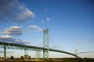 Infrastructure Prints: USA, Michigan, Detroit, Ambassador Bridge over Detroit River to Windsor, Ontario