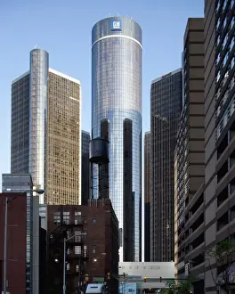 Sky Line Prints: USA, Michigan, Detroit, General Motors corporate headquarters in the Renaissance