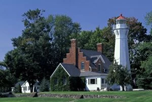 Images Dated 11th March 2004: USA, Michigan, Lake Huron. Port Sanilac Lighthouse