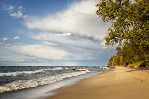 Lake Superior Prints: USA, Michigan, Munising, Receding storm clouds at Pictured Rocks National Lakeshore