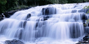Fresh Water Prints: USA, Michigan, Ottawa National Forest, Wide cascade of Bond Falls on the Ontonagon River
