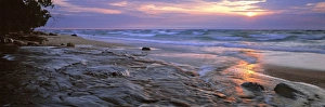 Great Lake Prints: USA, Michigan, Pictured Rocks NL. Sunset over Lake Superior from Pictured Rocks National