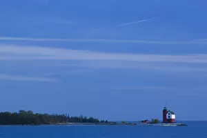 USA-Michigan-Straits of Mackinac: Mackinac Island- Round Island Lighthouse