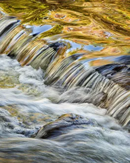 Images Dated 27th December 2020: USA, Michigan, Upper Peninsula, Bond River with autumn reflections abstract