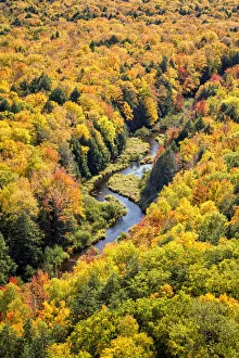 Lake Of The Clouds Prints: USA, Michigan, Upper Peninsula, Big Carp River in the Lake of the Clouds Scenic Area