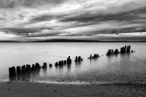 Images Dated 26th December 2020: USA, Michigan, Upper Peninsula, Christmas, Old pilings on Furnace Bay