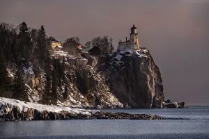 Minnesota Prints: USA, Minnesota, Split Rock Lighthouse State Park. Split Rock Lighthouse on shore of Lake