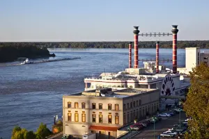 River Front Prints: USA, Mississippi, Vicksburg. Ameristar Casino and Mississippi River, late afternoon