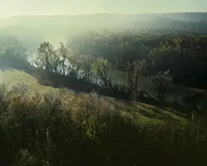 Foggy Prints: USA, Missouri, Meramec River Valley, Foggy sunrise