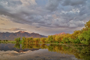 Mission Mountains Prints: USA, Montana, Allentown. Evening light of Mission Mountains reflected in small pond