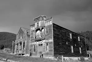 Black And White Prints: USA, Montana, Elkhorn Fraternity Hall meeting house and Gillian Hall bar and dance hall