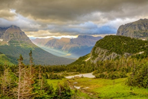 Montana Prints: USA, Montana, Glacier National Park, Logan Pass. Sunrise on mountain landscape. Credit as