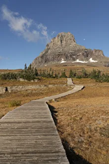 USA, Montana, Glacier National Park. Boardwalk towards Clements Mountain