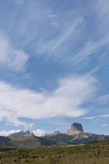 Images Dated 14th January 2022: USA, Montana, Glacier National Park. Cirrus clouds above Chief Mountain