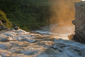 Images Dated 17th July 2009: USA, Montana, Glacier National Park. Morning fog along Swiftcurrent Creek