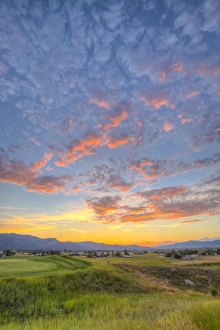 Fred Lord Prints: USA, Montana, Missoula. Sunset on Ranch Club Golf Course
