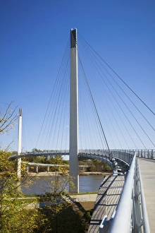 Infrastructure Prints: USA, Nebraska and Iowa. Bob Kerrey Pedestrian bridge over the Missouri River connecting Nebraska