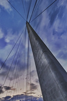 Infrastructure Prints: USA, Nebraska and Iowa. Tower of the Bob Kerrey Pedestrian bridge over the MIssouri