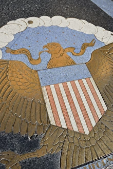 Bas Relief Prints: USA, Nevada, Bas relief plaque of the American Eagle. Hoover Dam