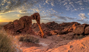 Cloudy Prints: USA, Nevada, Clark County. Valley of Fire State Park. Elephant Rock