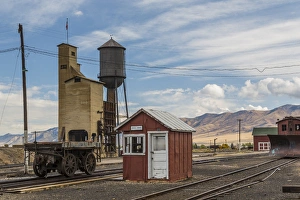 Railroad Prints: USA, Nevada, Ely. Detail of historic railroad station