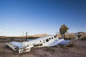 Air Plane Prints: USA, Nevada, Great Basin, Beatty, abandoned small airplane by Angels Ladies Brothel