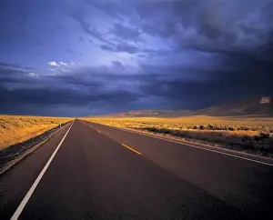 Asphalt Prints: USA, Nevada. The highway stretches into the vast desert of western Nevada