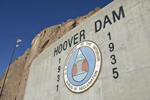Reservoir Prints: USA, Nevada, Hoover Dam US Department of the Interior sign built between 1931 and 1935
