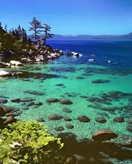 Kayaker Prints: USA, Nevada, Lake Tahoe. Kayakers enjoy a lovely day on Lake Tahoe, Nevada