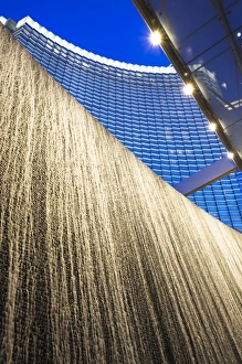 Las Vegas Prints: USA, Nevada, Las Vegas, The Strip, CityCenter, waterfall wall