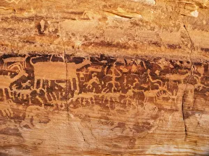 Mojave Desert Prints: USA, Nevada, Mesquite. Gold Butte National Monument, Anasazi Petroglyphs and Kohta Circus