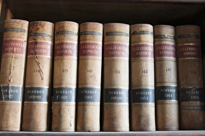 Library Prints: USA, Nevada. Old law books in library Virginia CIty, Nevada