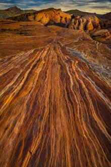 USA, Nevada, Overton, Valley of Fire State Park. Multi-colored rock formation. Credit as