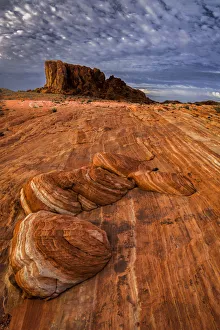 Images Dated 2nd July 2019: USA, Nevada, Overton, Valley of Fire State Park. Multi-colored rock formation. Credit as