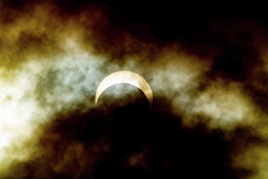 Nevada Prints: USA, Nevada, Winnemucca. Annular Solar Eclipse, Three-quarters
