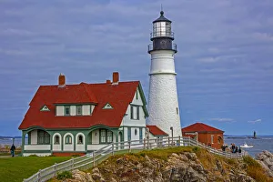 Images Dated 10th June 2021: USA, New England, Maine, Cape Elizabeth, Atlantic Portland Head Lighthouse during